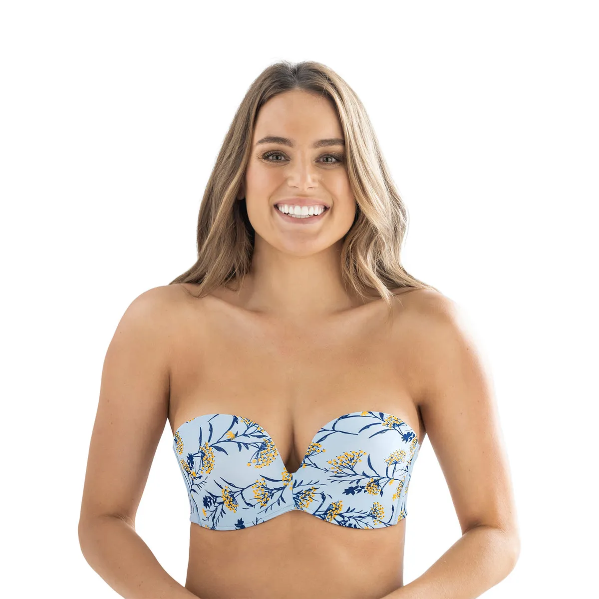LEONISA - Sostén strapless Antigravedad de realce alto sin arco 011841 Azul Claro