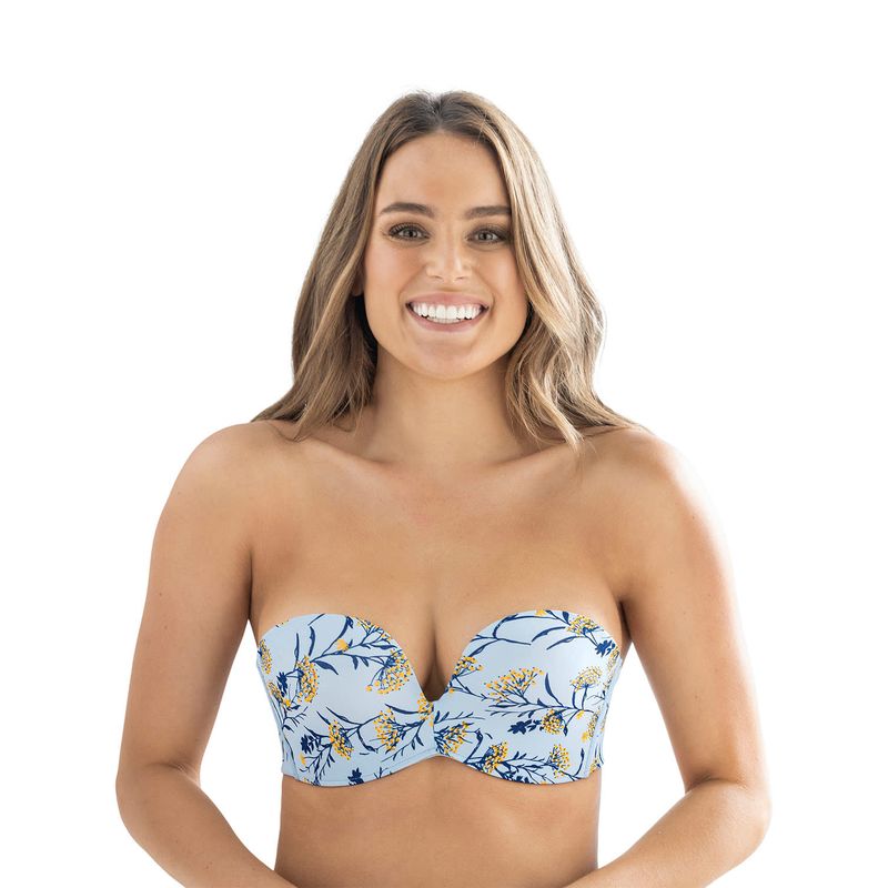 LEONISA - Sostén strapless Antigravedad de realce alto sin arco 011841 Azul Claro