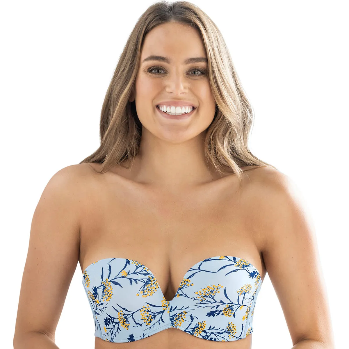 LEONISA - Sostén strapless Antigravedad de realce alto sin arco 011841 Azul Claro