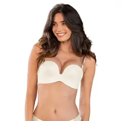 LEONISA - Sostén strapless Antigravedad de realce alto sin arco 011841 Marfil
