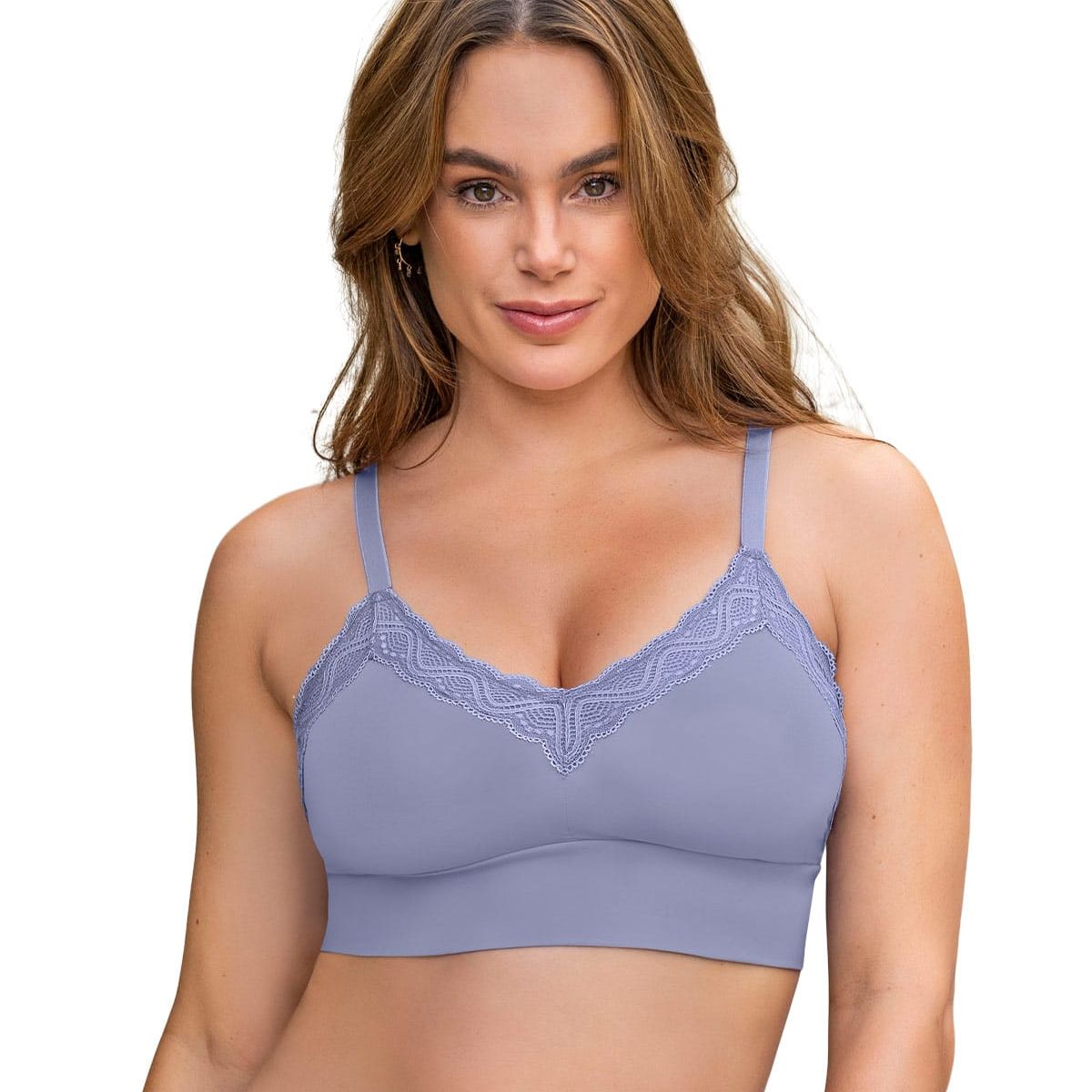 LEONISA - Bralette cómodo y suave con buen cubrimiento en espalda 091095 Lila