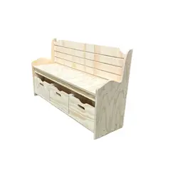GENERICO - Banco Organizador de Madera Natural con 3 Cajones114x35