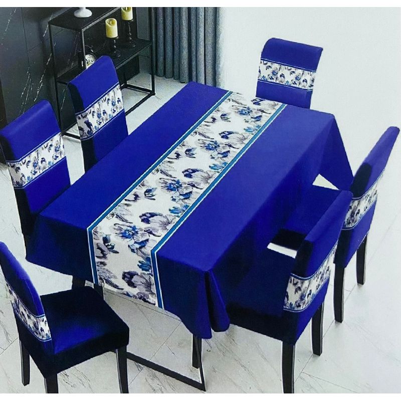GENERICO - SET DE MANTEL IMERMEABLE Y CON 6 CUBRE SILLAS PROTECTOR 7 PIEZAS