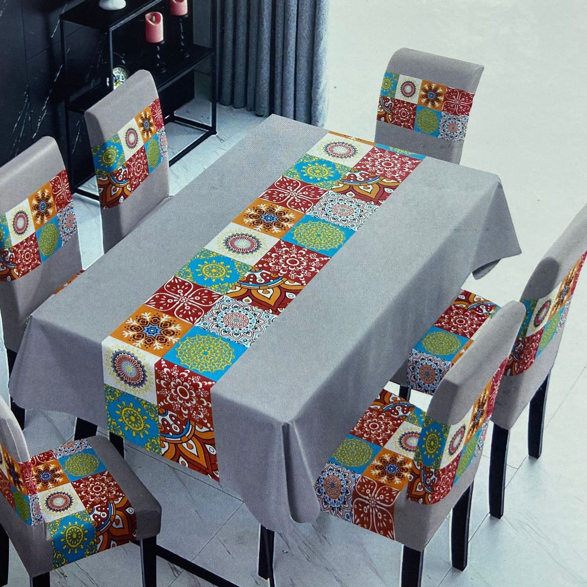 GENERICO - SET DE MANTEL IMPERMEABLE Y CON 6 CUBRE SILLAS PROTECTOR 7 PIEZAS