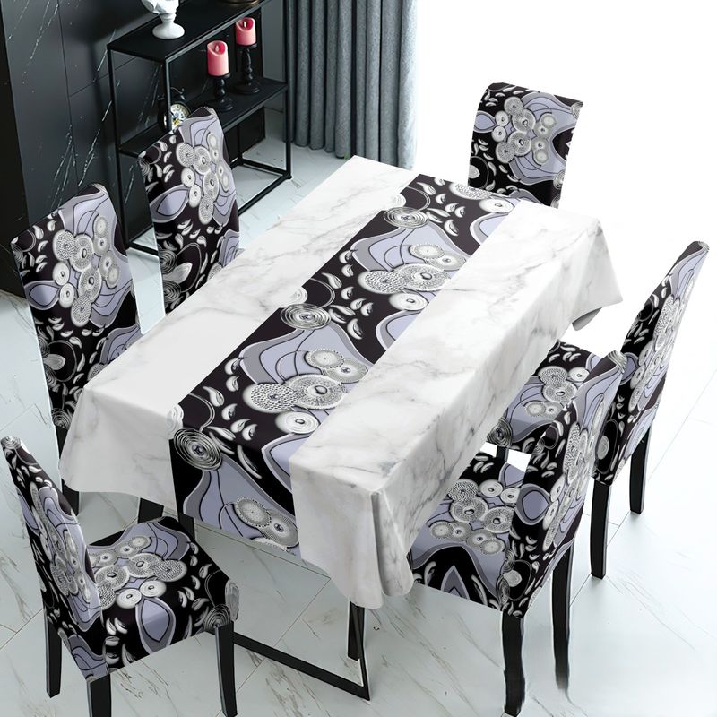 GENERICO - SET DE MANTEL IMERMEABLE CON 6 CUBRE SILLAS PROTECTOR 7 PIEZAS