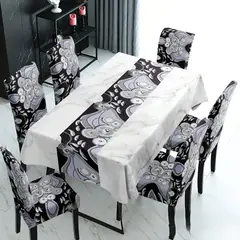 GENERICO - SET DE 1 MANTEL IMPERMEABLE CON 6 FUNDAS CUBRE SILLAS