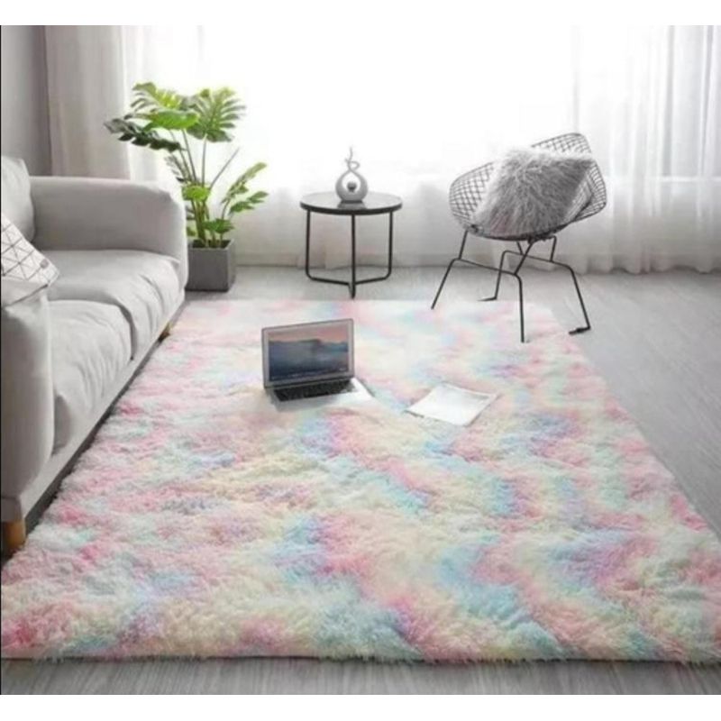 GENERICO - Alfombra Peluda Living 240x200cm Antideslizante Multicolor Invierno