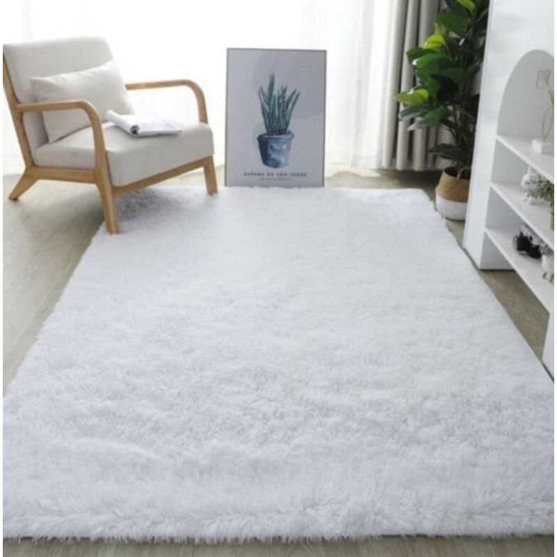 GENERICO - Alfombra Peluda Living 240x200cm Antideslizante Blanco Verano Invierno