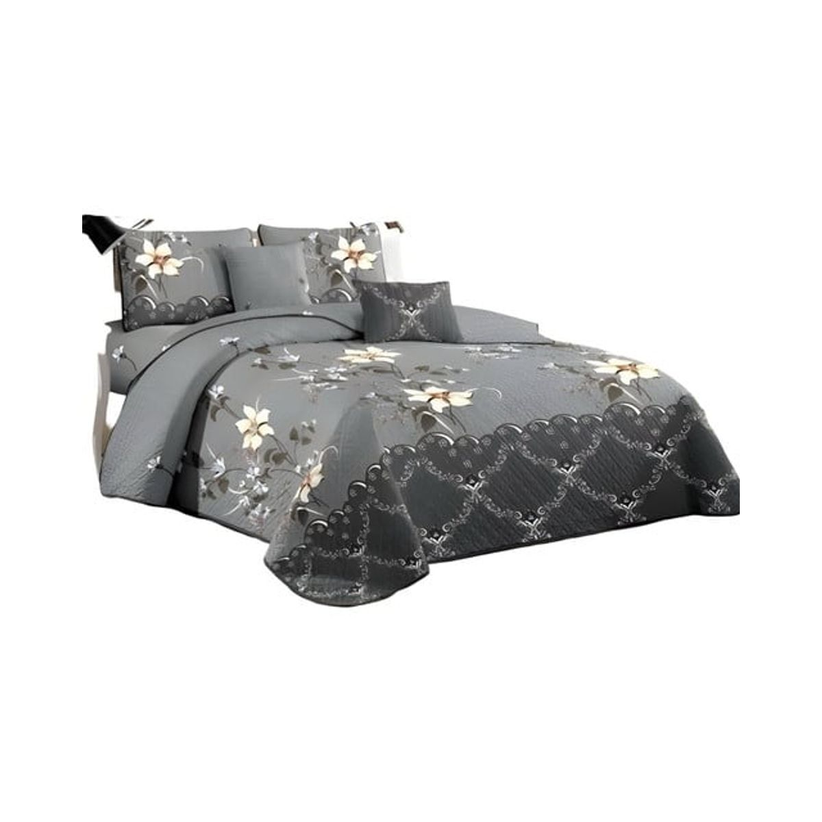 GENERICO - JUEGO DE CUBRECAMA QUILT DELGADO MAS SABANAS KING