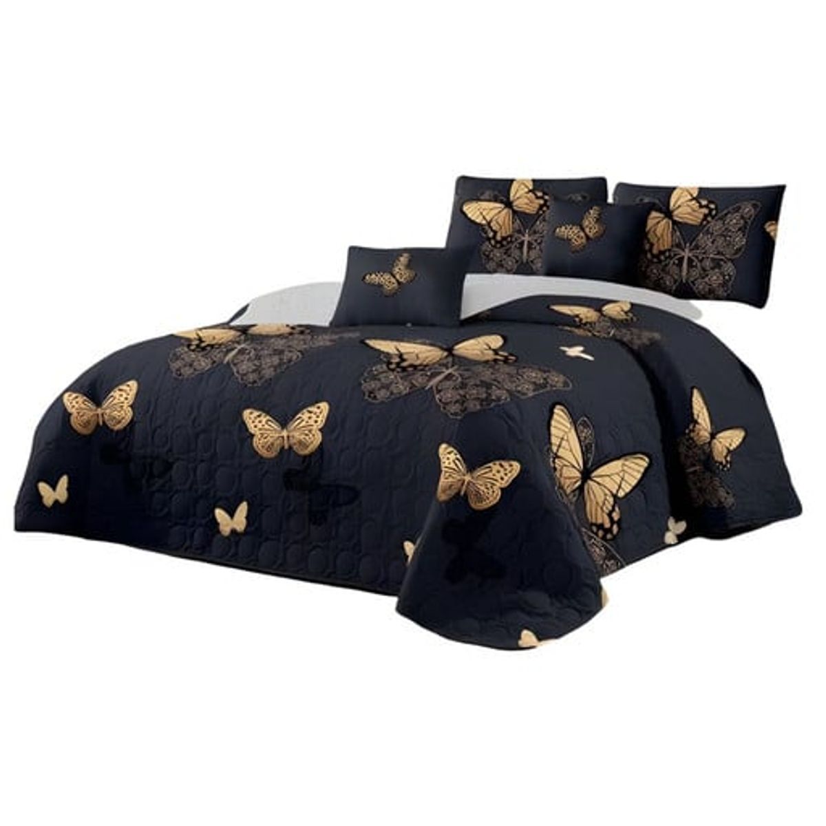 GENERICO - JUEGO DE CUBRECAMA QUILT DELGADO MAS SABANAS PLAZA Y MEDIA