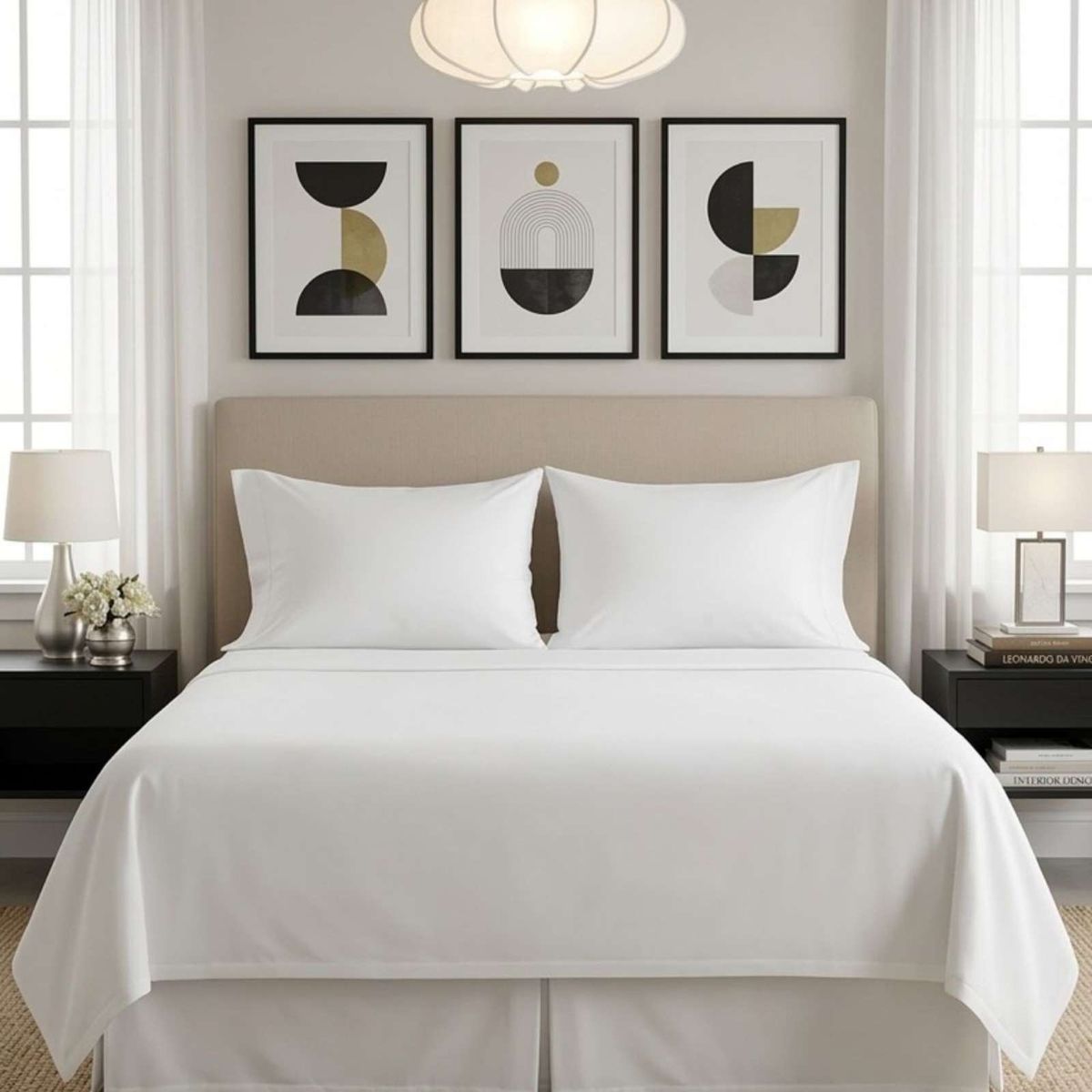 GENERICO - JUEGO DE SABANAS DE 200 HILOS  KING BLANCO