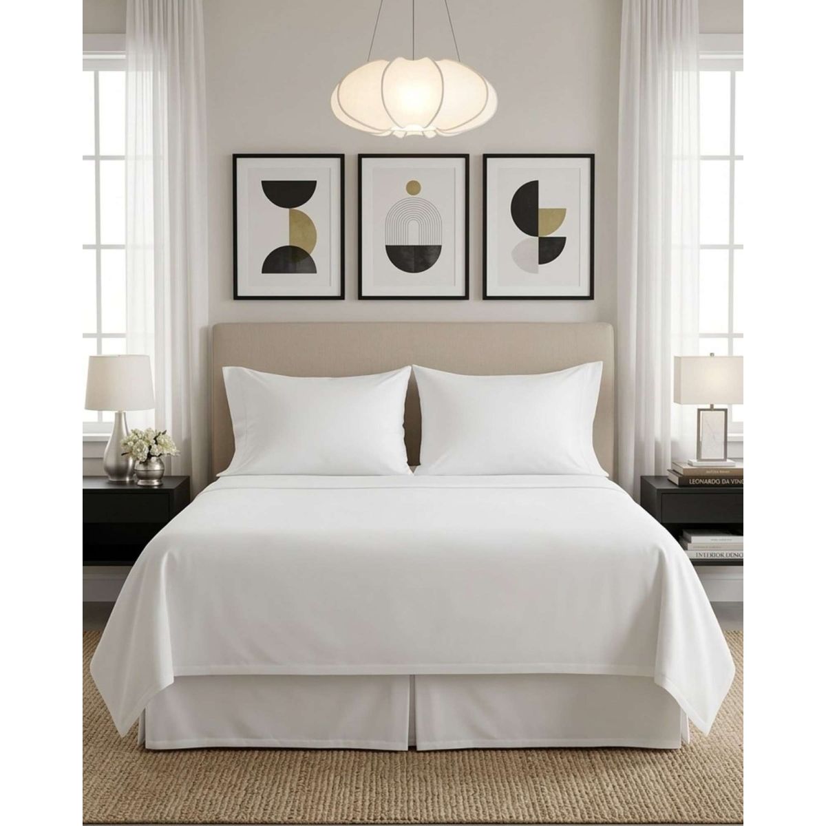 GENERICO - JUEGO DE SABANAS DE 200 HILOS  KING BLANCO