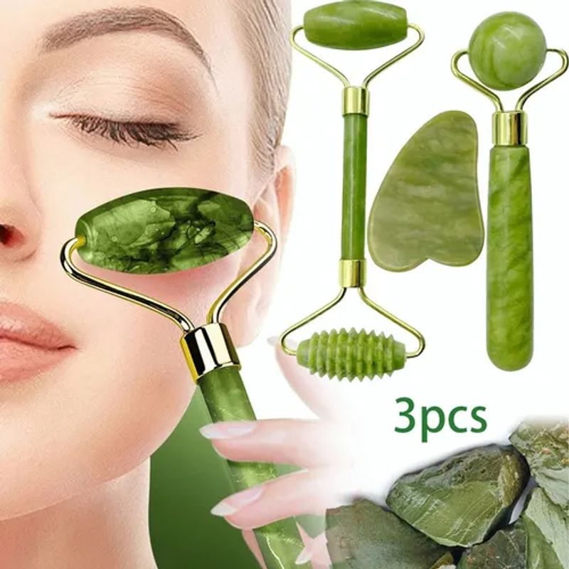 EDWINAYY - Kit De Rodillo Guasha Jade Facial Portátil Masajeador