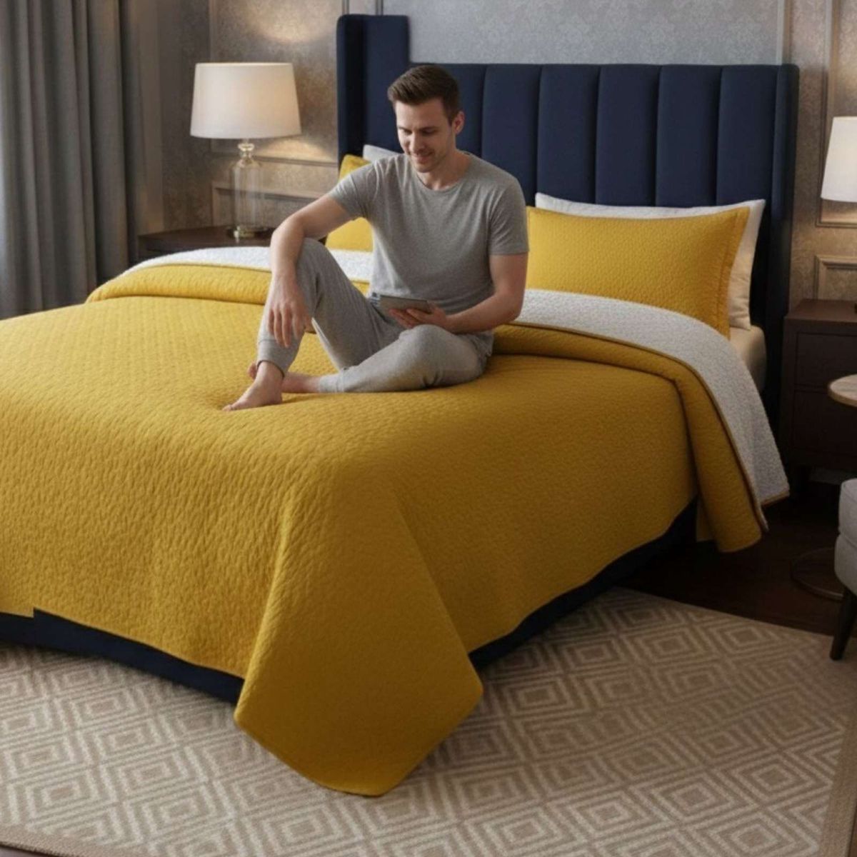 GENERICO - CUBRECAMA QUILT SHERPA PLAZA Y MEDIA 180 X 230 CM