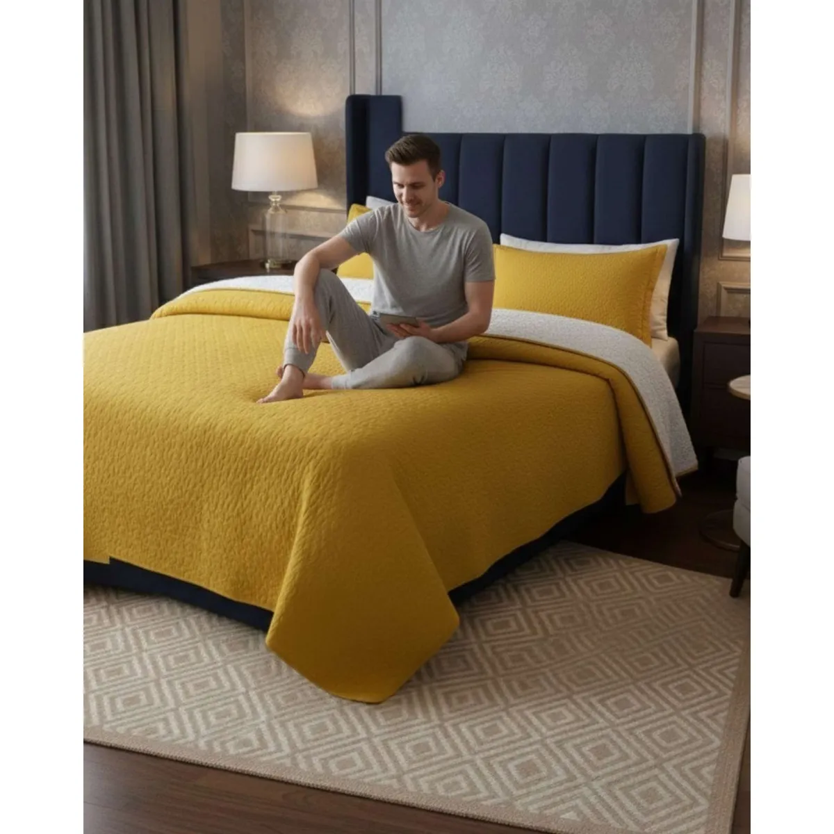 GENERICO - CUBRECAMA QUILT SHERPA PLAZA Y MEDIA 180 X 230 CM