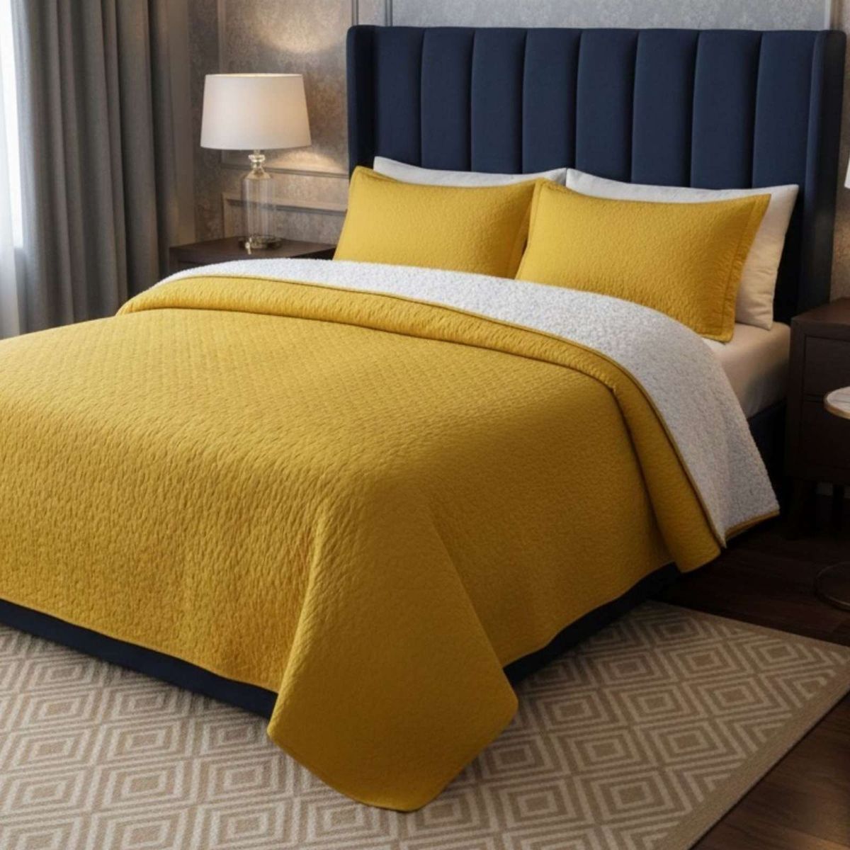 GENERICO - CUBRECAMA QUILT SHERPA PLAZA Y MEDIA 180 X 230 CM