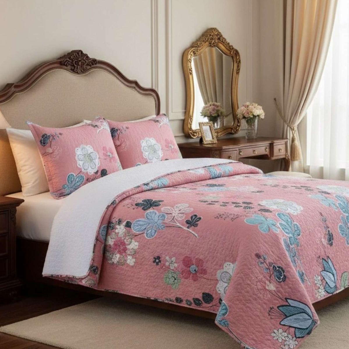 GENERICO - CUBRECAMA QUILT SHERPA PLAZA Y MEDIA 180 X 230 CM