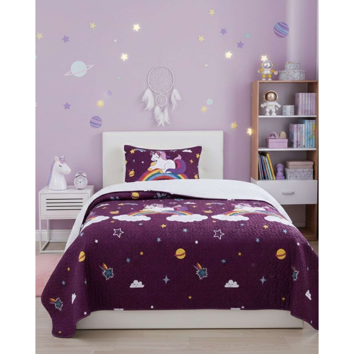 GENERICO - COBERTOR COLCHA QUILT SHERPA OTOÑO INVIERNO PLAZA Y MEDIA