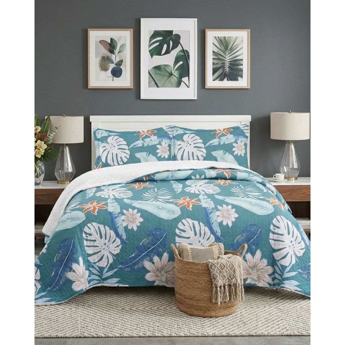 GENERICO - CUBRECAMA QUILT SHERPA PLAZA Y MEDIA 180 X 230 CM