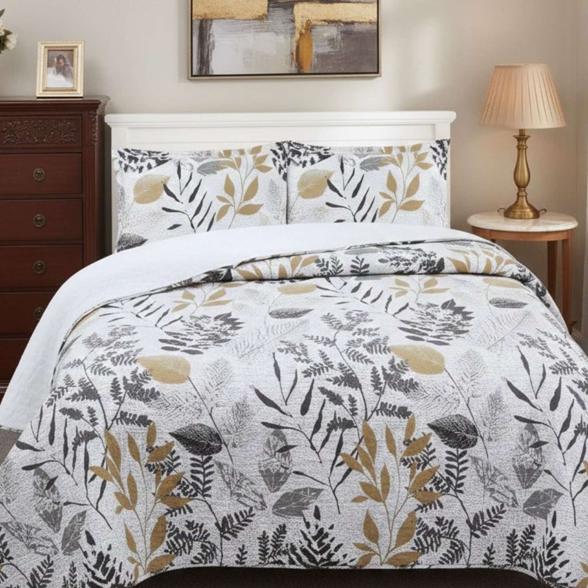 GENERICO - CUBRECAMA QUILT CON SHERPA 2 PLAZA 230 CM X 250 CM