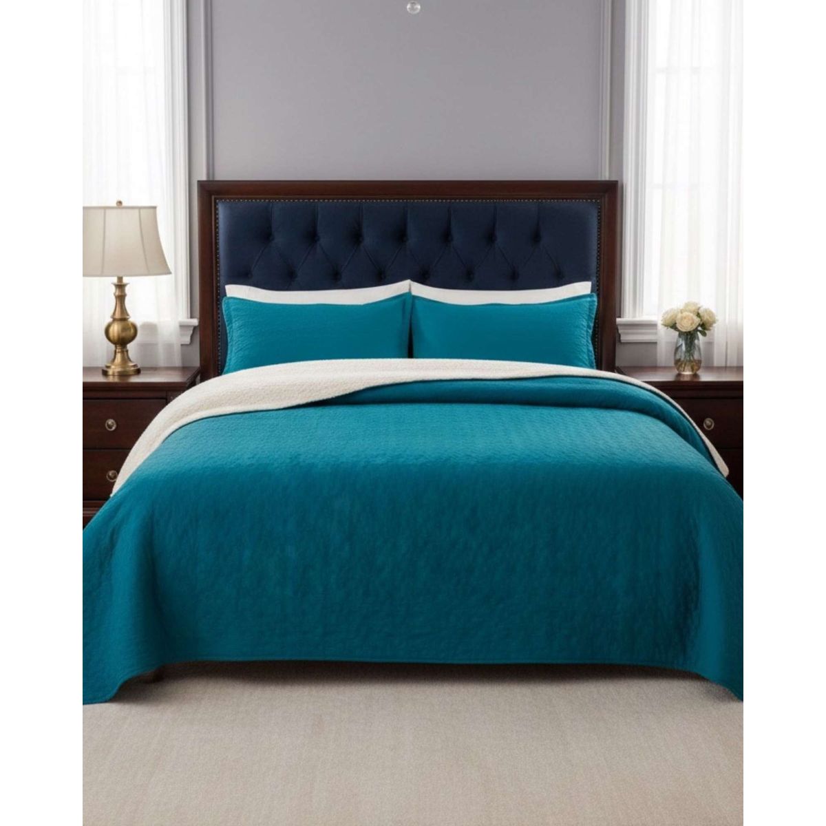 GENERICO - CUBRECAMA QUILT CON SHERPA 2 PLAZA 230 CM X 250 CM