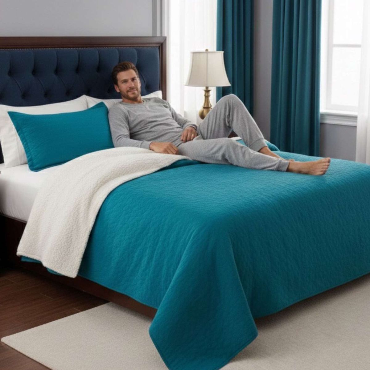 GENERICO - CUBRECAMA QUILT CON SHERPA 2 PLAZA 230 CM X 250 CM