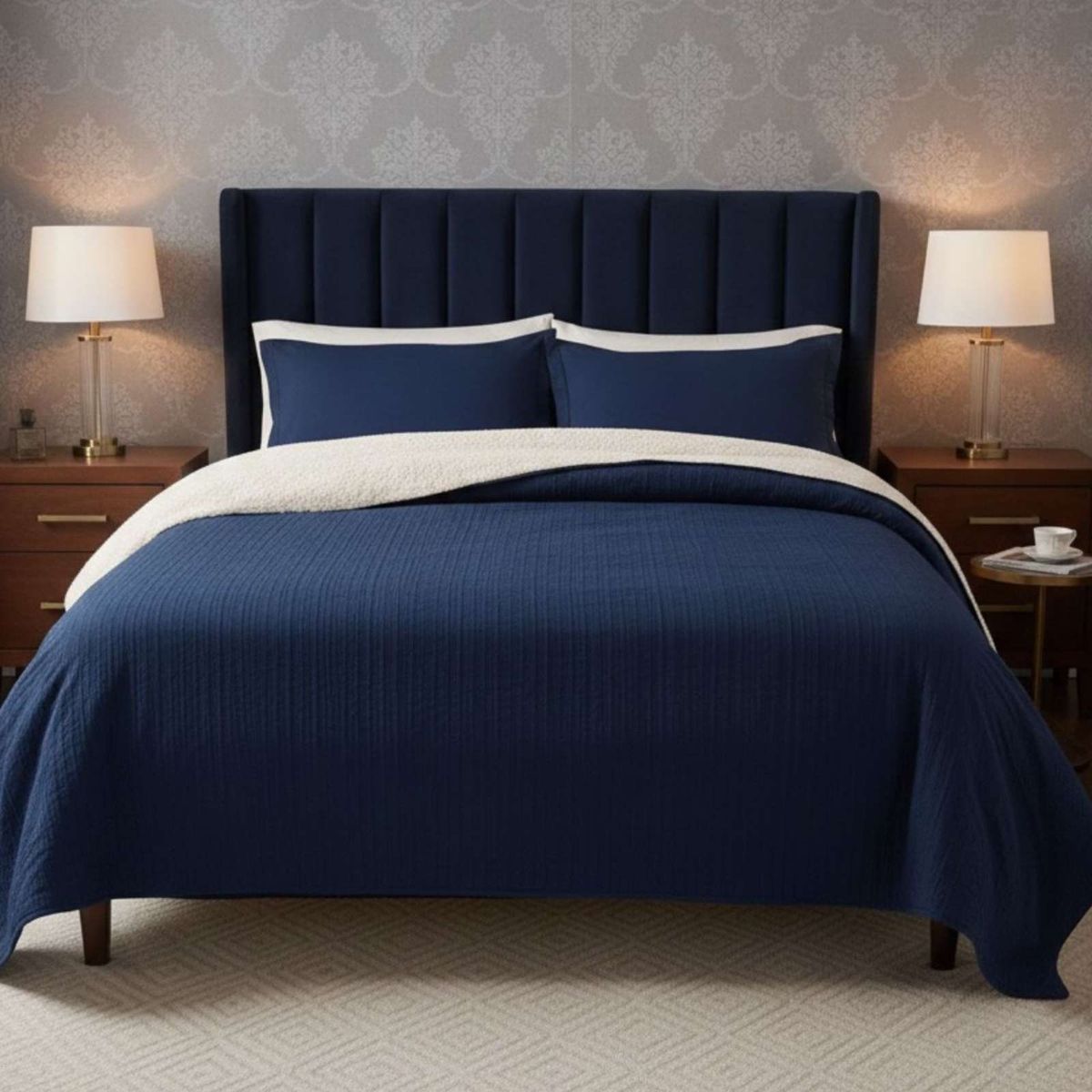 GENERICO - CUBRECAMA QUILT CON SHERPA 2 PLAZA 230 CM X 250 CM