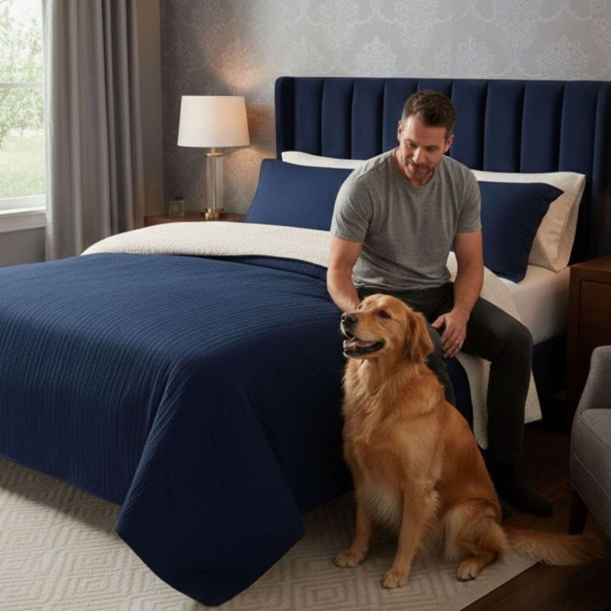 GENERICO - CUBRECAMA QUILT CON SHERPA 2 PLAZA 230 CM X 250 CM