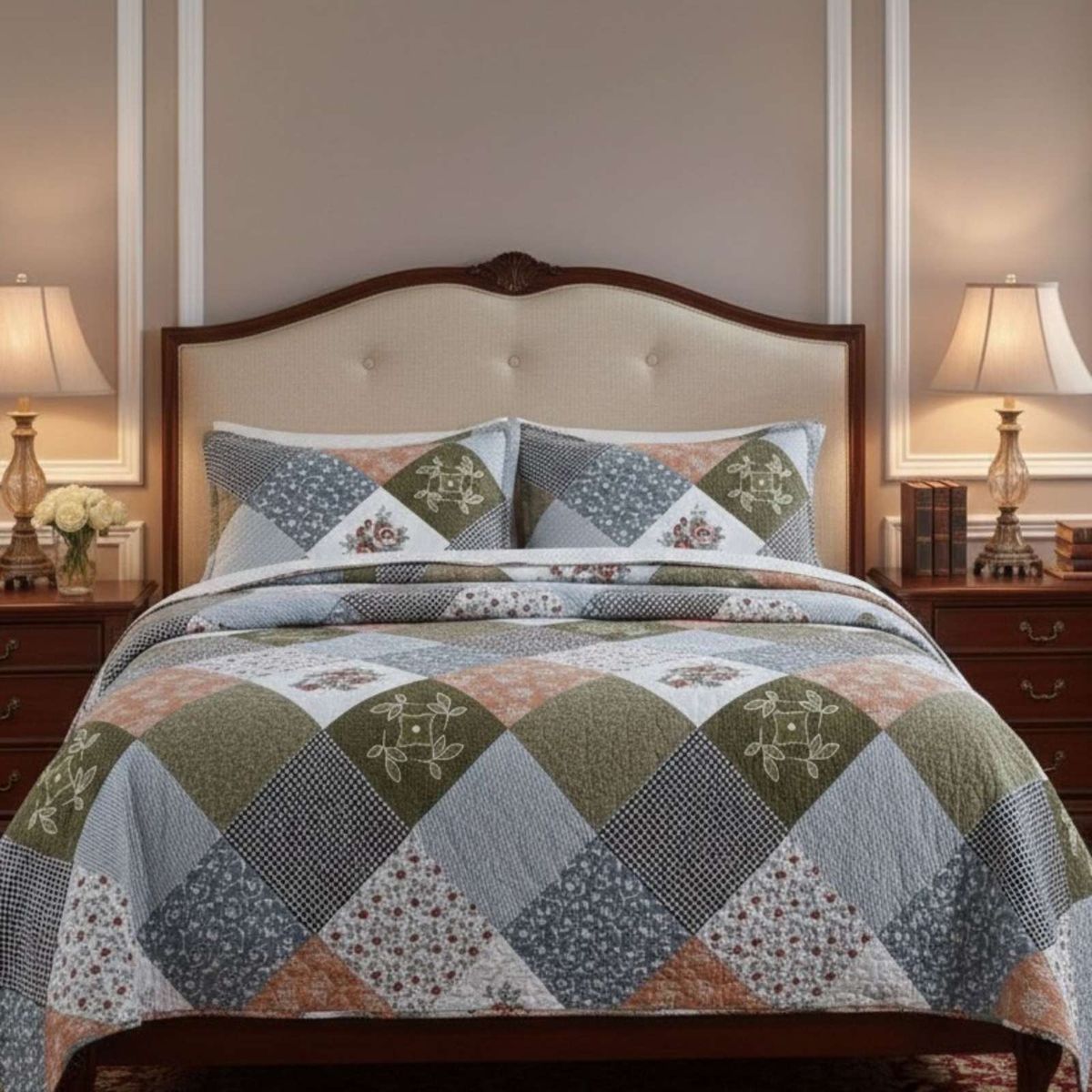 GENERICO - CUBRECAMA QUILT CON SHERPA 2 PLAZA 230 CM X 250 CM