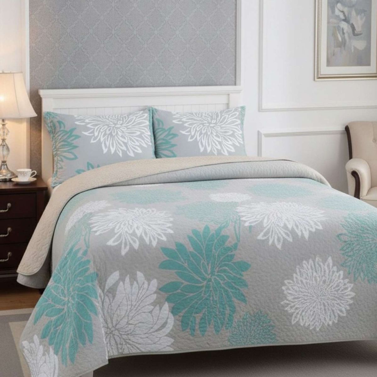 GENERICO - COBERTOR COLCHA QUILT SHERPA KING MEDIDA 250X270 CM