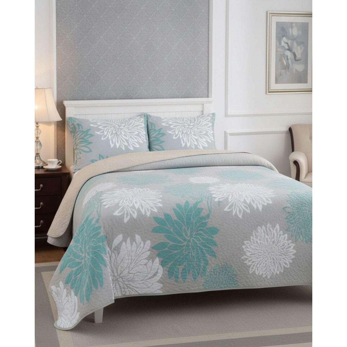 GENERICO - COBERTOR COLCHA QUILT SHERPA KING MEDIDA 250X270 CM