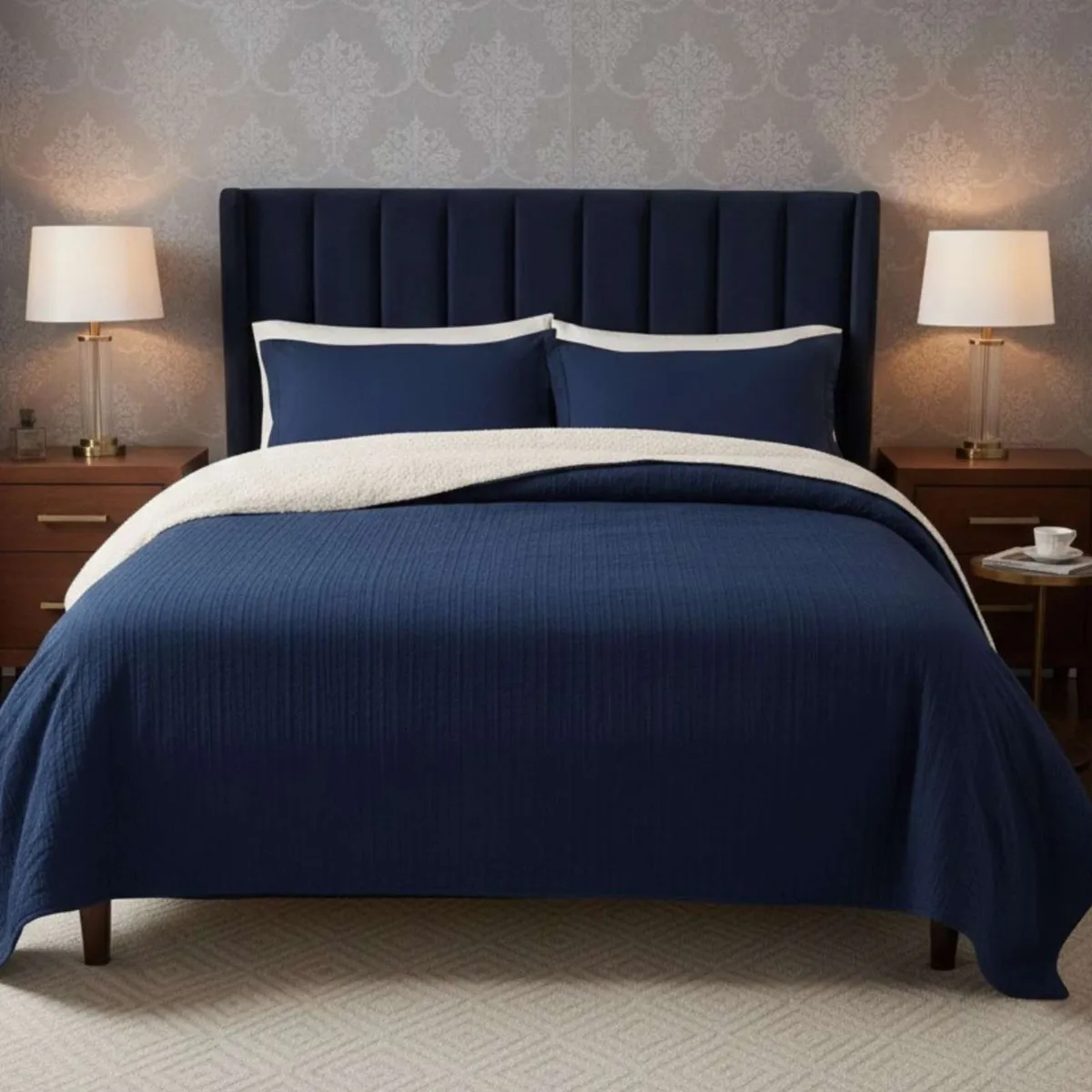 GENERICO - COBERTOR COLCHA QUILT SHERPA KING MEDIDA 250X270 CM
