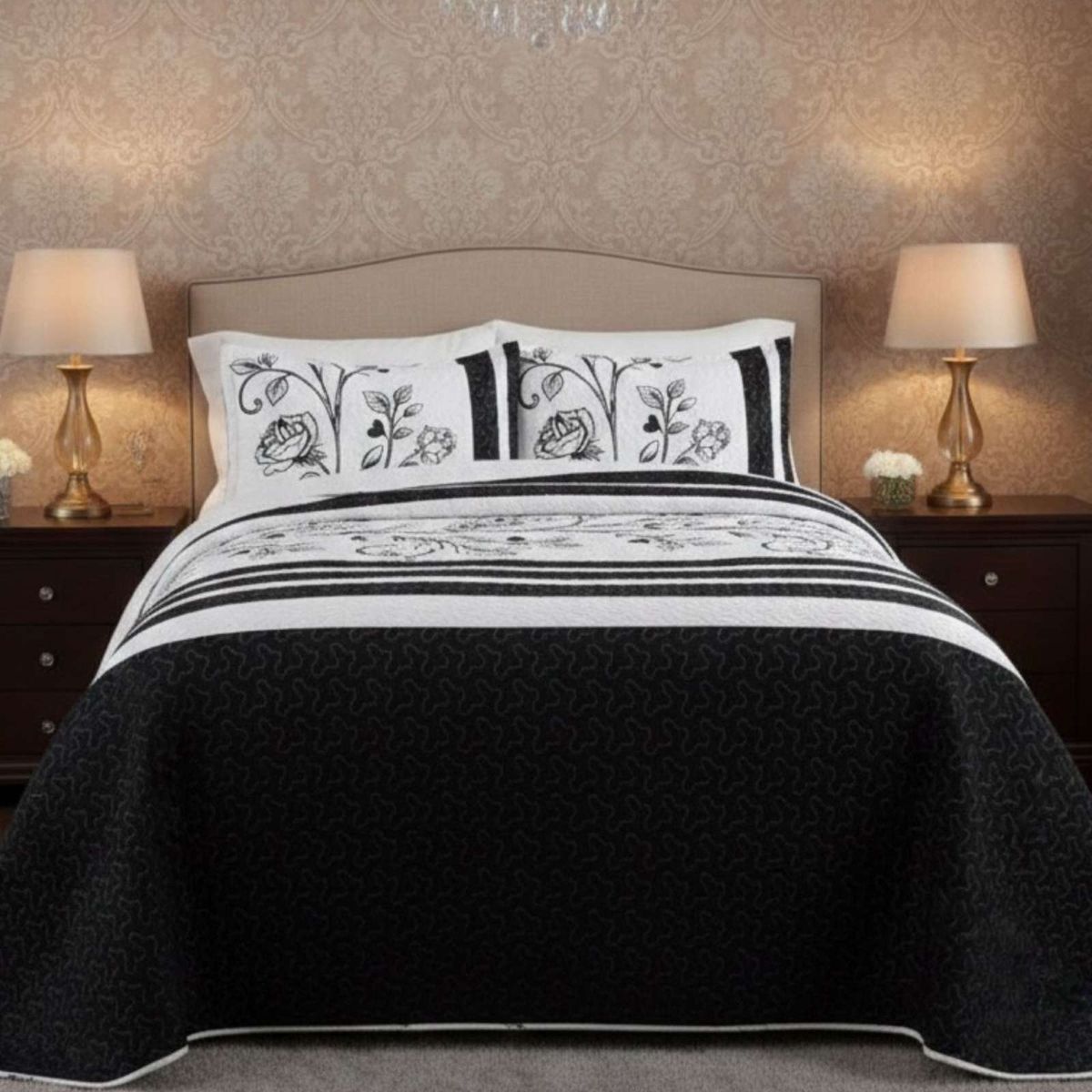 GENERICO - COBERTOR COLCHA QUILT SHERPA KING MEDIDA 250X270 CM