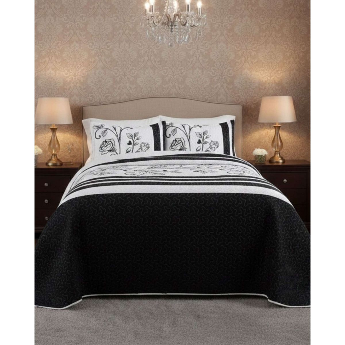 GENERICO - COBERTOR COLCHA QUILT SHERPA KING MEDIDA 250X270 CM