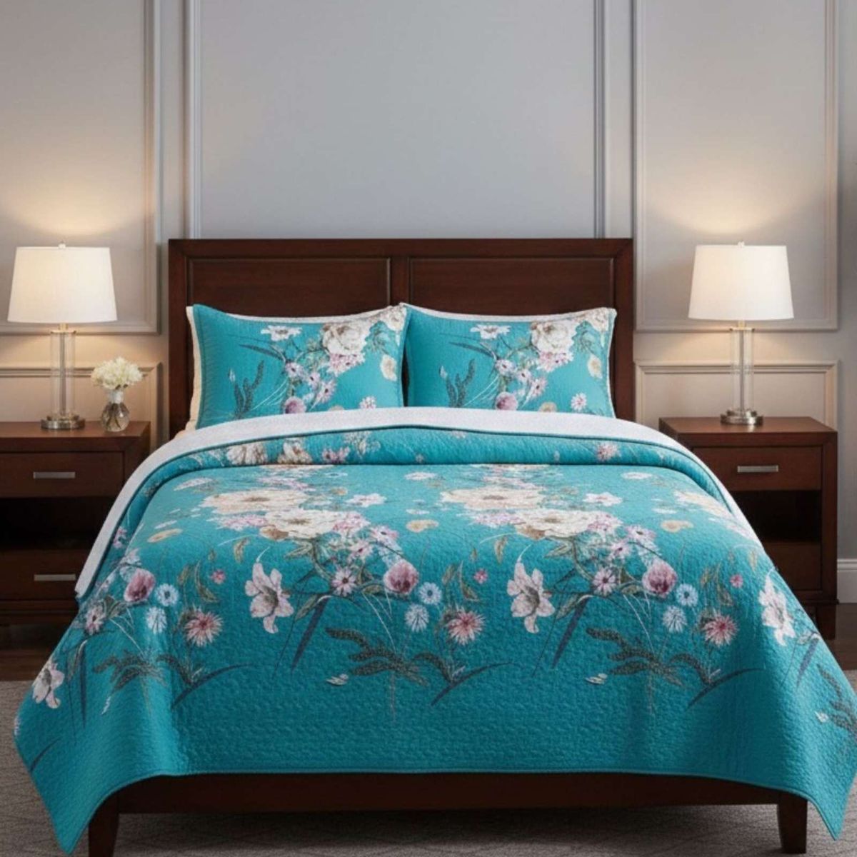 GENERICO - COBERTOR COLCHA QUILT SHERPA KING MEDIDA 250X270 CM
