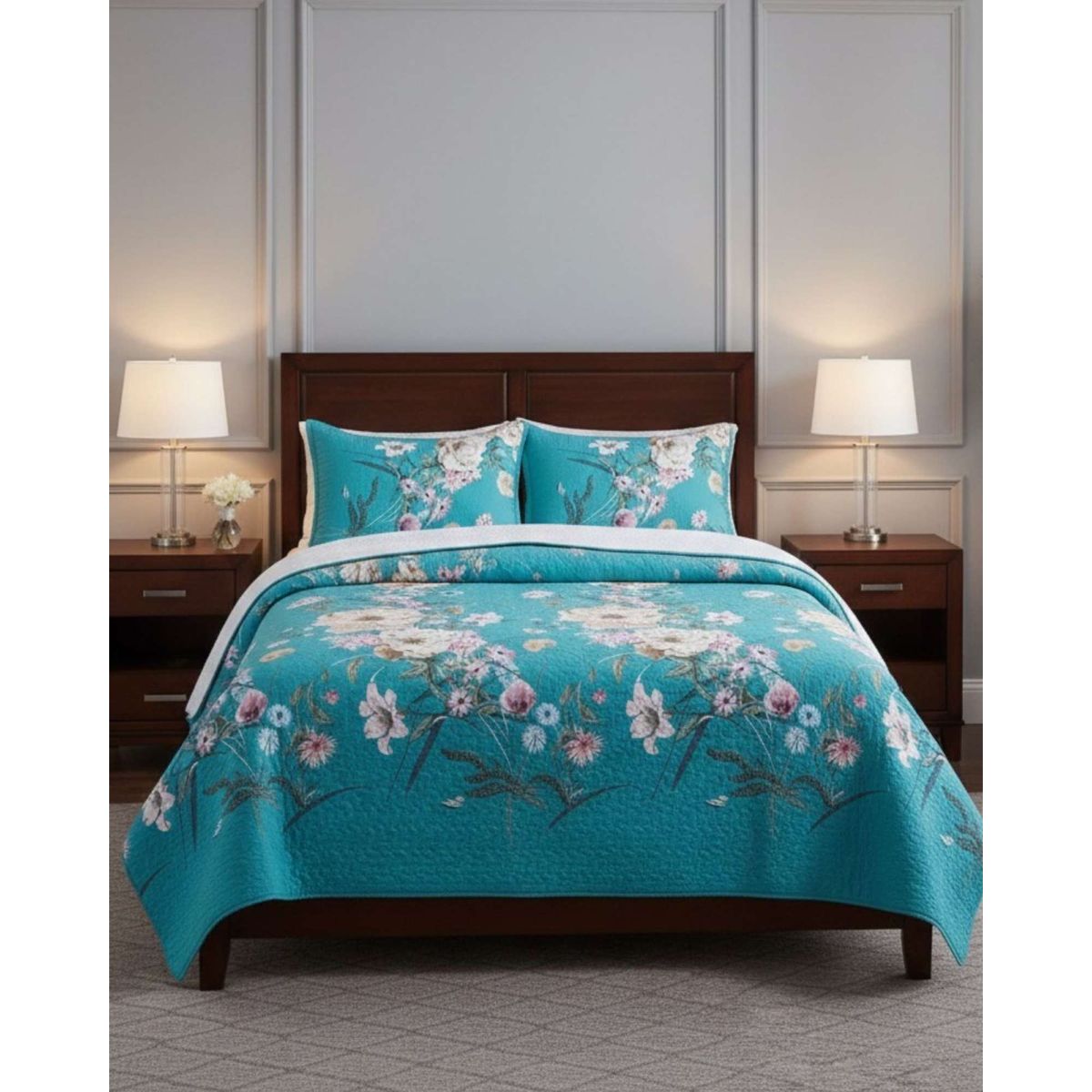 GENERICO - COBERTOR COLCHA QUILT SHERPA KING MEDIDA 250X270 CM
