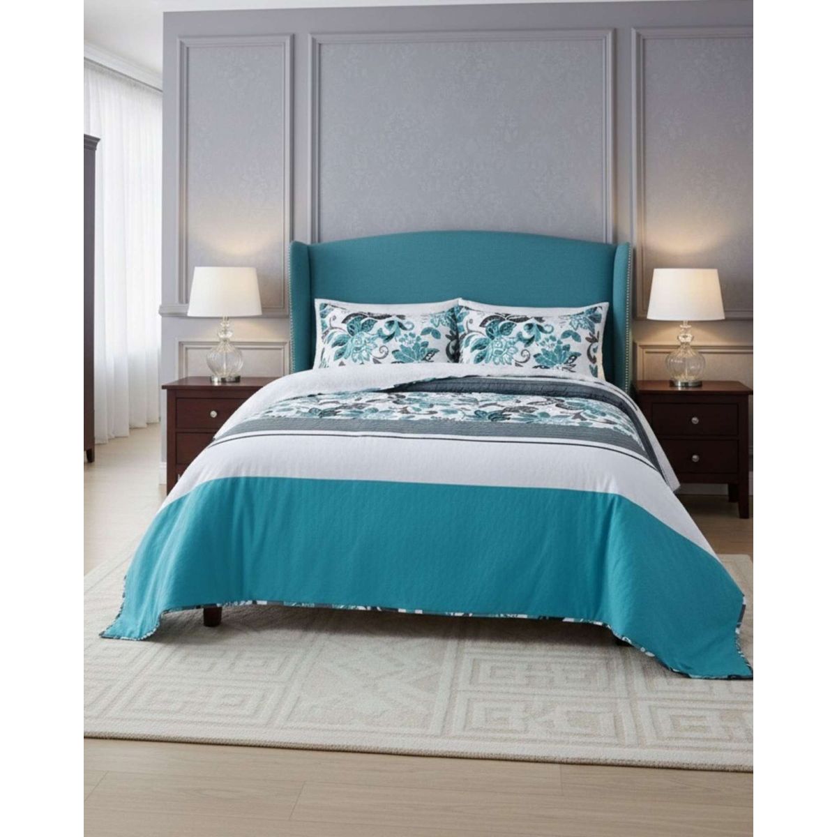 GENERICO - COBERTOR COLCHA QUILT SHERPA KING MEDIDA 250X270 CM