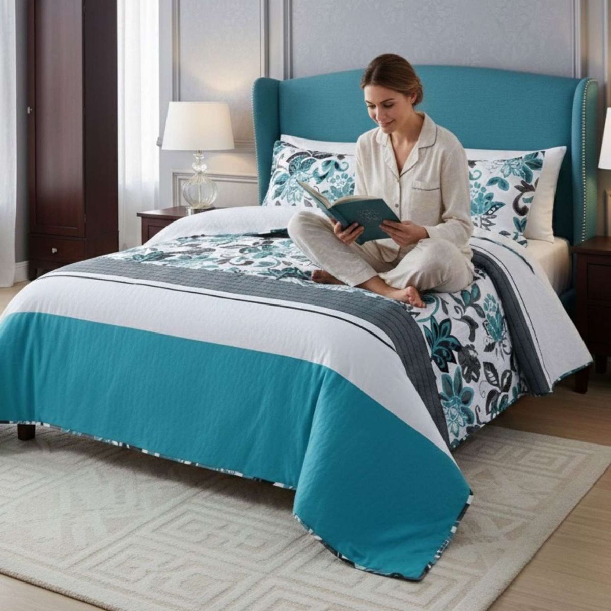 GENERICO - COBERTOR COLCHA QUILT SHERPA KING MEDIDA 250X270 CM