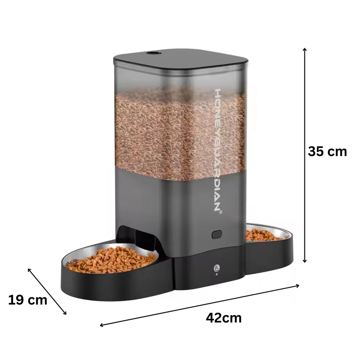 GENERICO - Dispensador Automático Comida Gato Wifi Doble Plato 5L Negro