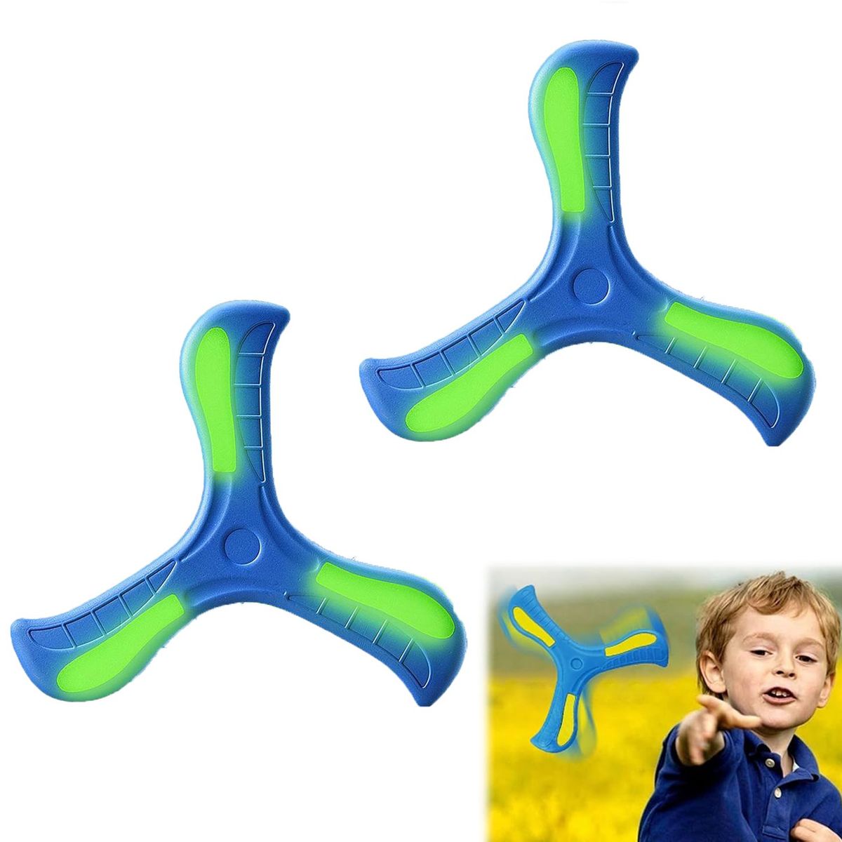 GENERICO - 2pcs Juguetes Boomerang  Al Aire Libre Para Niños- Azul