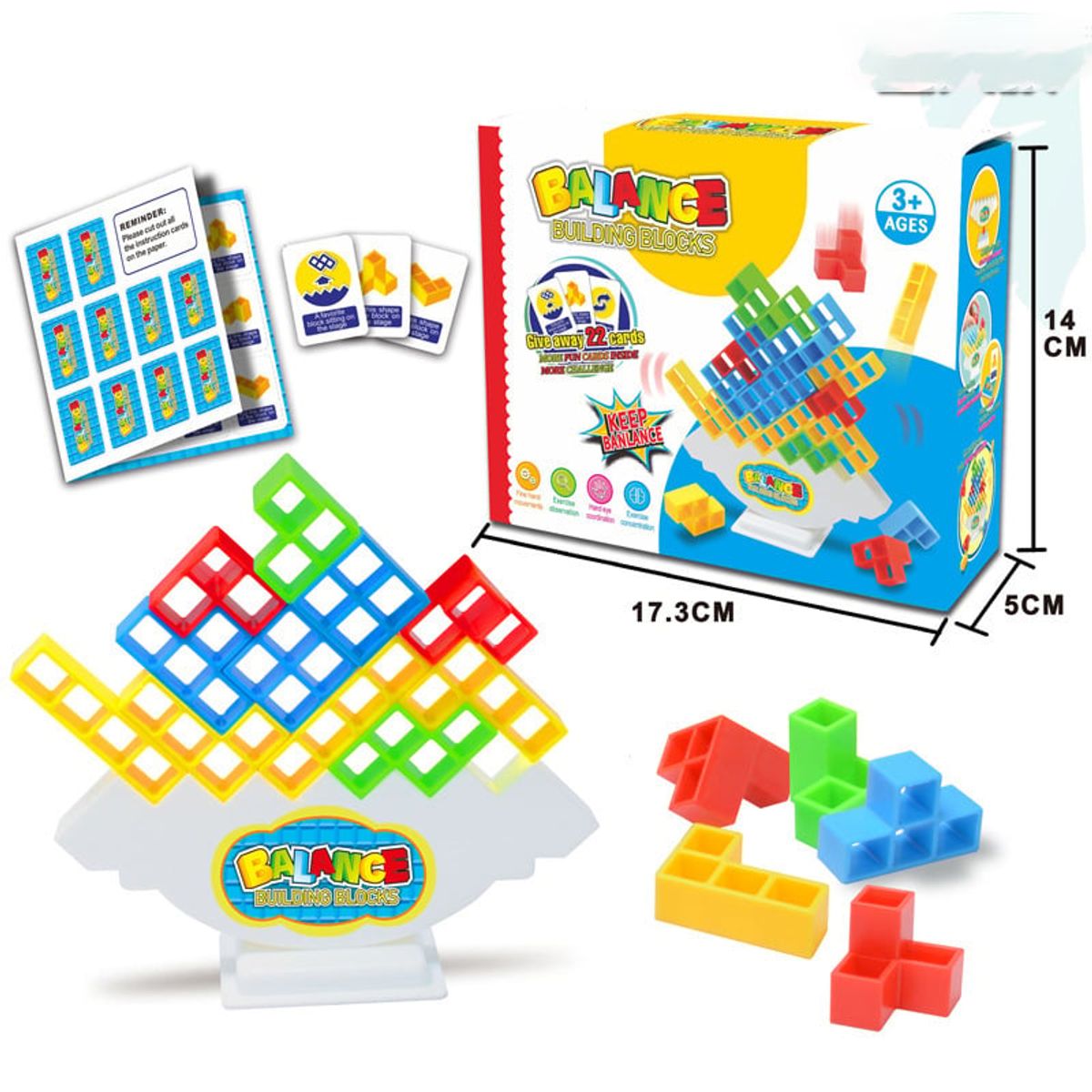 EDWINAYY - Torre Tetris Juego Equilibrio Didáctico Tetra Tower 64pcs
