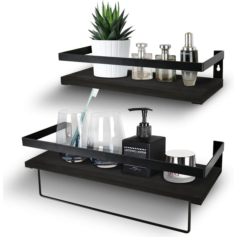 GENERICO - Repisas Flotantes De Madera Modernas Kit X2 negro