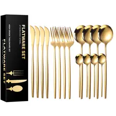 DANWEILE - Juego de vajilla de acero inoxidable de 24 piezas - Dorado
