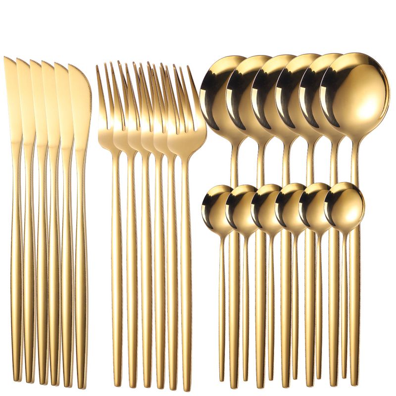 DANWEILE - Juego de cubiertos de acero inoxidable de 24 piezas - oro