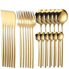 DANWEILE - Juego de cubiertos de acero inoxidable de 24 piezas - oro.