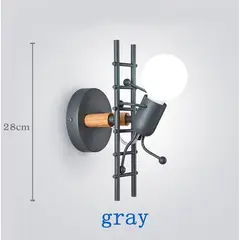 DANWEILE - Lampara de pared de robot de dibujos animados moderna nordica gris