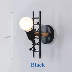 DANWEILE - Lampara de pared de robot de dibujos animados moderna nordica Negro