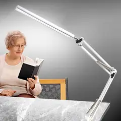 DANWEILE - Lampara Escritorio LED Salandens Lampara Mesa Abrazadera Brazo -Plata
