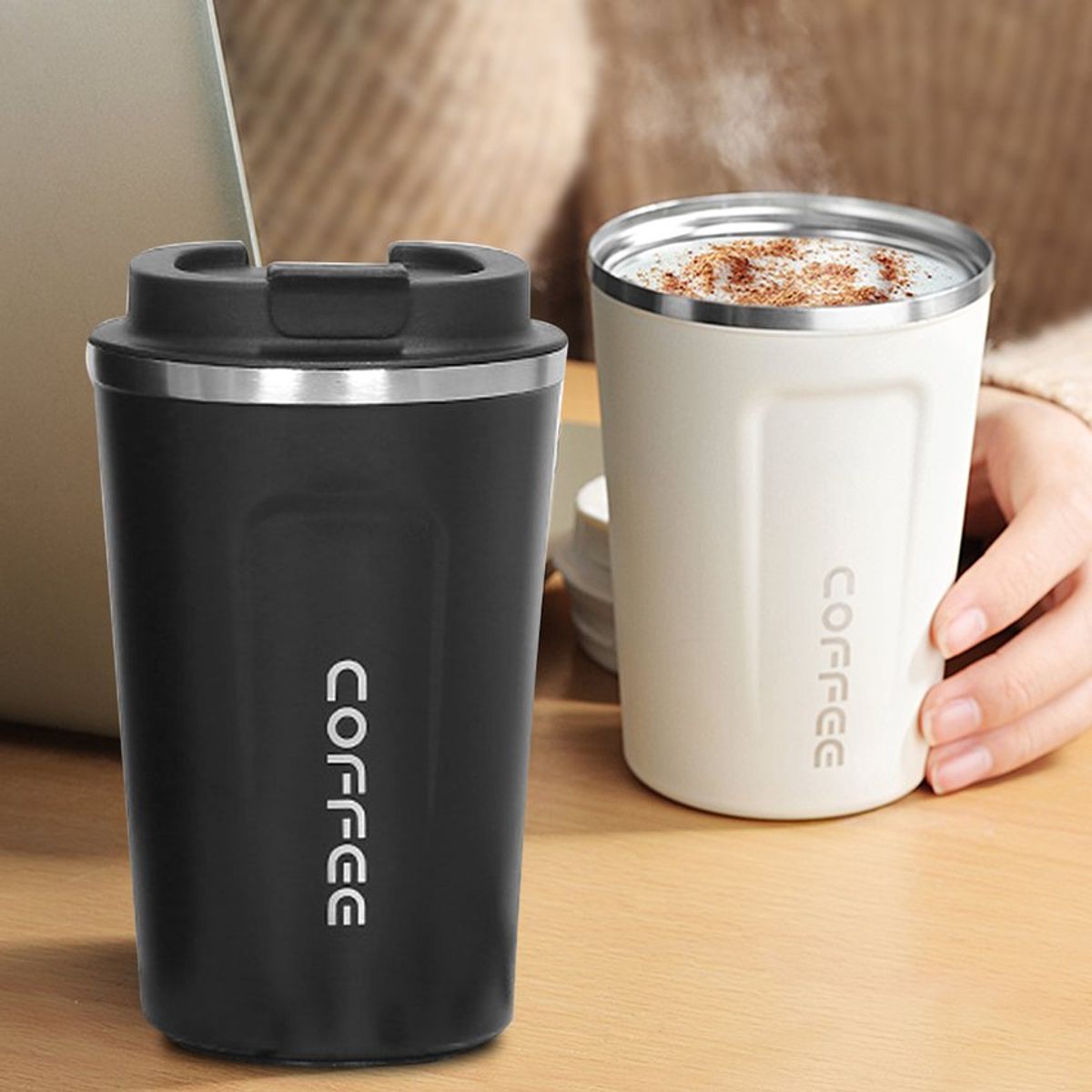 DANWEILE - Vaso Termico Portatil de doble capa de acero inoxidable cafe verde