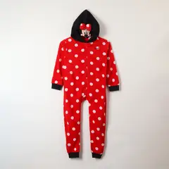 DISNEY - Enterito Pijama Polar Minnie Mouse con Capucha - Niñas 2-8 Años.-